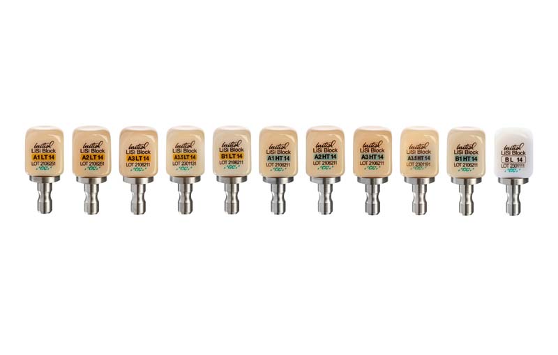 GC Initial™ LiSi Block für CEREC Packung 5 Stück Größe 14, A1 HT
