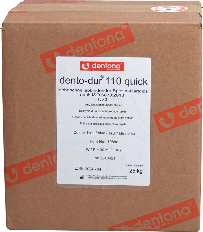 dento-dur® 110 Karton 25 kg Hartgips blau, quick
