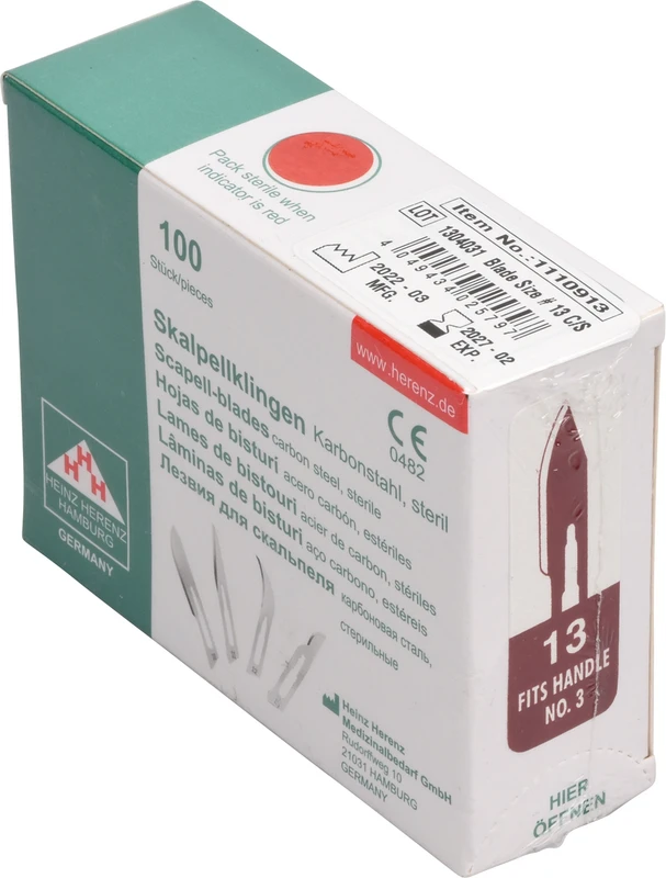 Skalpellklingen Packung 100 Stück Nr. 13, 110-113, Steril