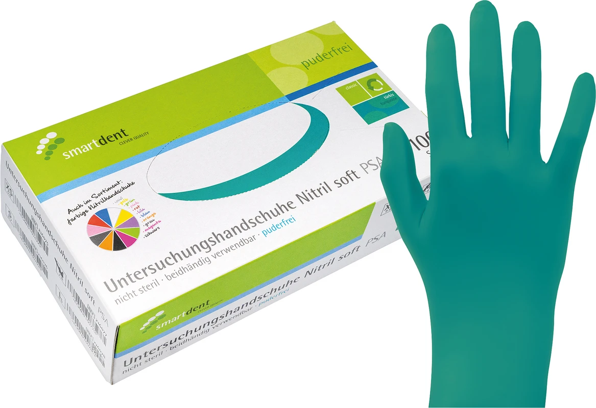 smart Nitrilhandschuhe Soft PF Packung 100 Stück puderfrei, türkis, XS