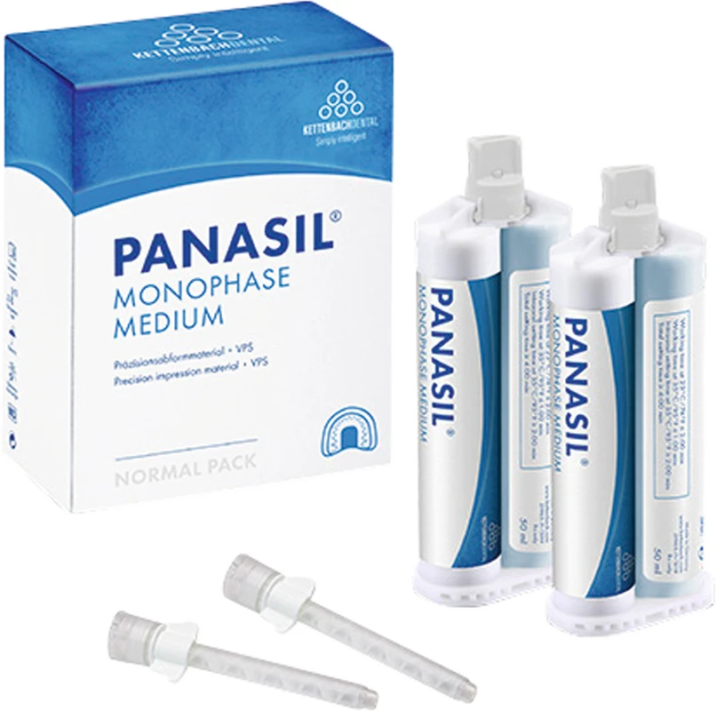 Panasil® monophase Medium Packung 2 x 50 ml Doppelkartusche, 6 Mischkanülen weiß