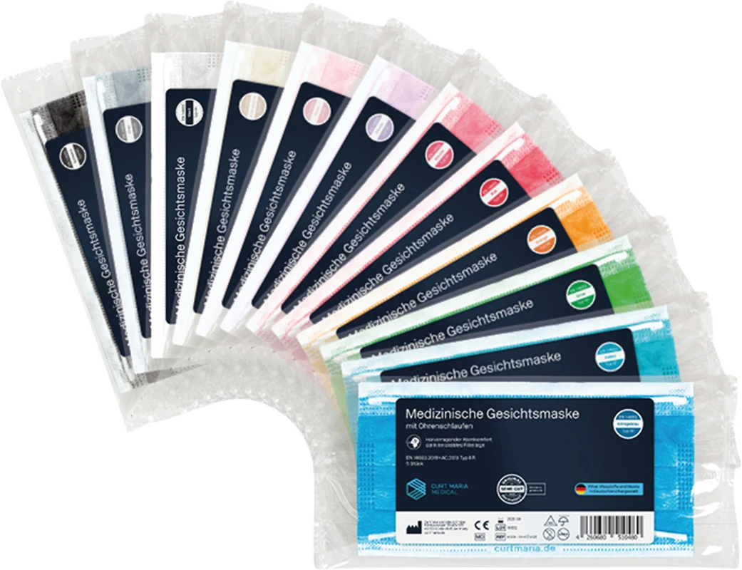 Gesichtsmasken Typ IIR Karton 20 x 50 Stück, 3-lagig, medizinisch grün