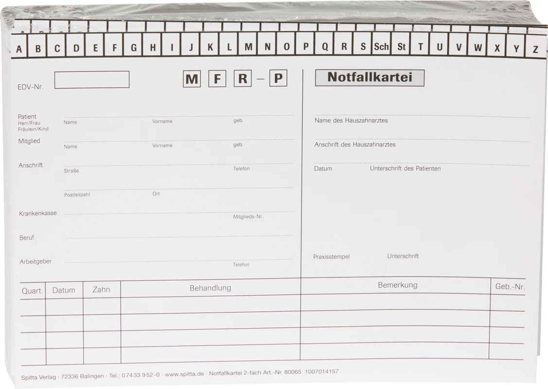 Notfallkartei 2-fach Spitta Verlag