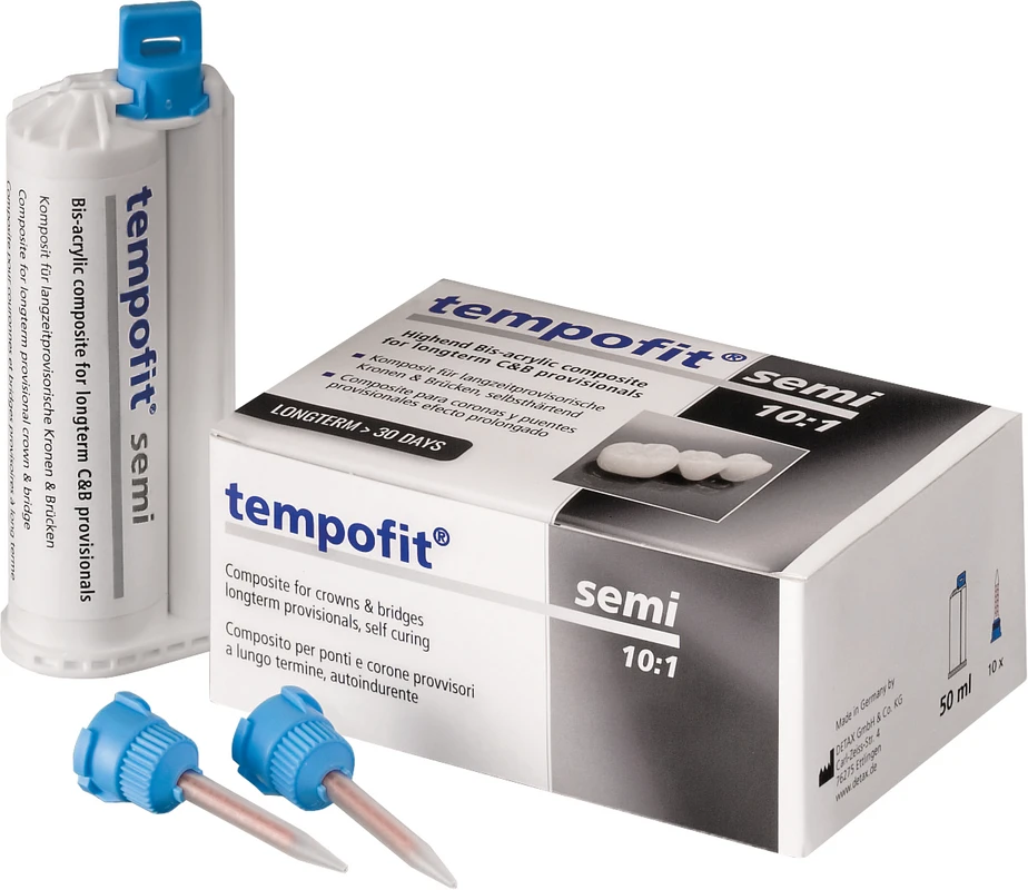 tempofit® semi Standardpackung 50 ml Doppelkartusche A2, 10 T-Mixer blau, 10:1