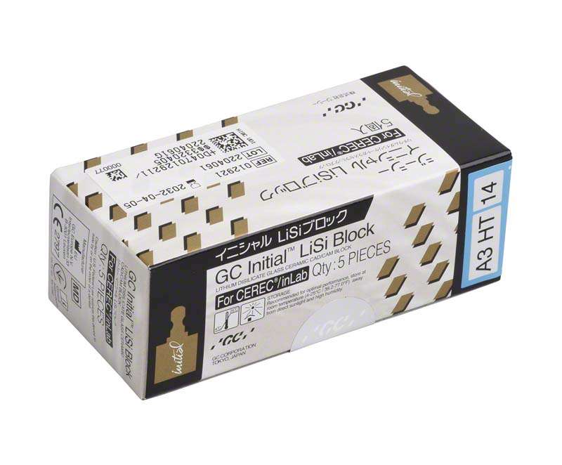 GC Initial™ LiSi Block für CEREC Packung 5 Stück Größe 14, A3 HT