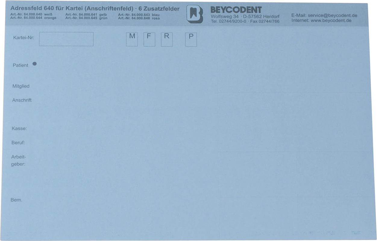 Adressfeld 640 Beycodent