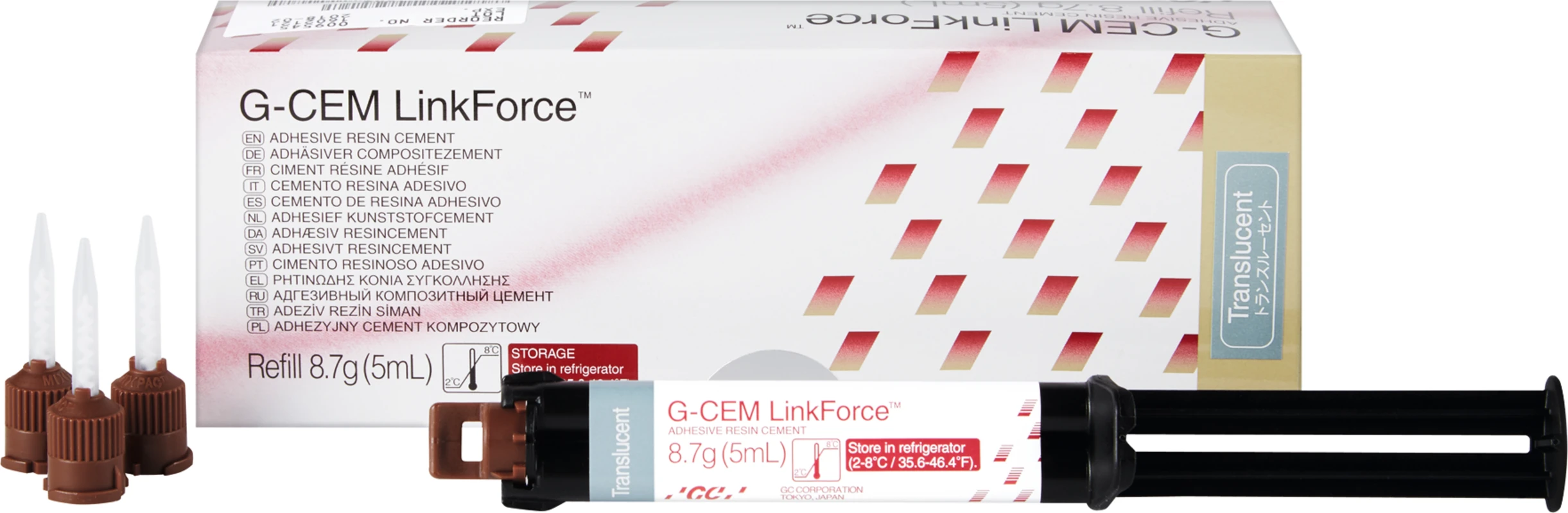 GC G-CEM LinkForce™ Nachfüllpackung 8,7 g Automix-Spritze translucent, 20 Automix-Spitzen Regulär