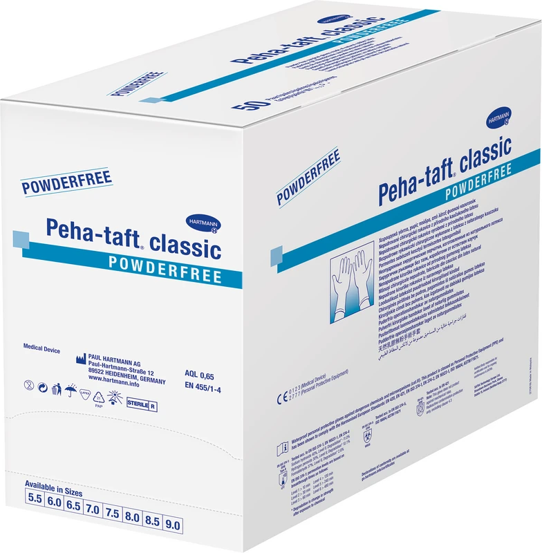 Peha-taft® classic Packung 50 Paar puderfrei, transparent, Größe 6,5